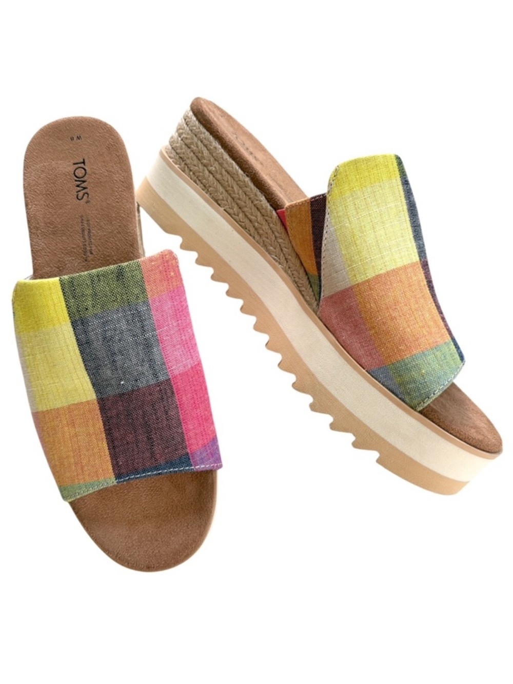 EUC Toms Diana Picnic Plaid
Wedge Sandals Size 8